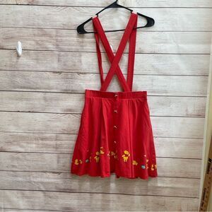 DISNEY WINNIE THE POOH SUSPENDER SKIRT IN RED